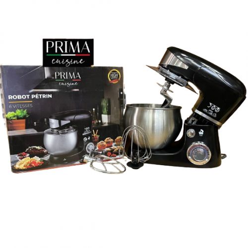 Prima Robot pétrin multifonctions, 6 vitesses ,Bol en inox 6,5L - Noir