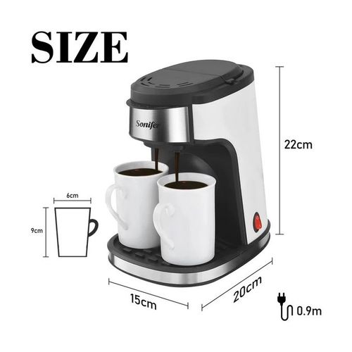 Sonifer Cafetière 2 tasses instantanées avec filtre permanent 450w